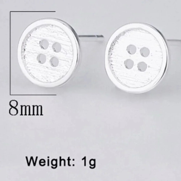 925 Sterling Silver Dainty Button Stud Earrings - Picture 4 of 4